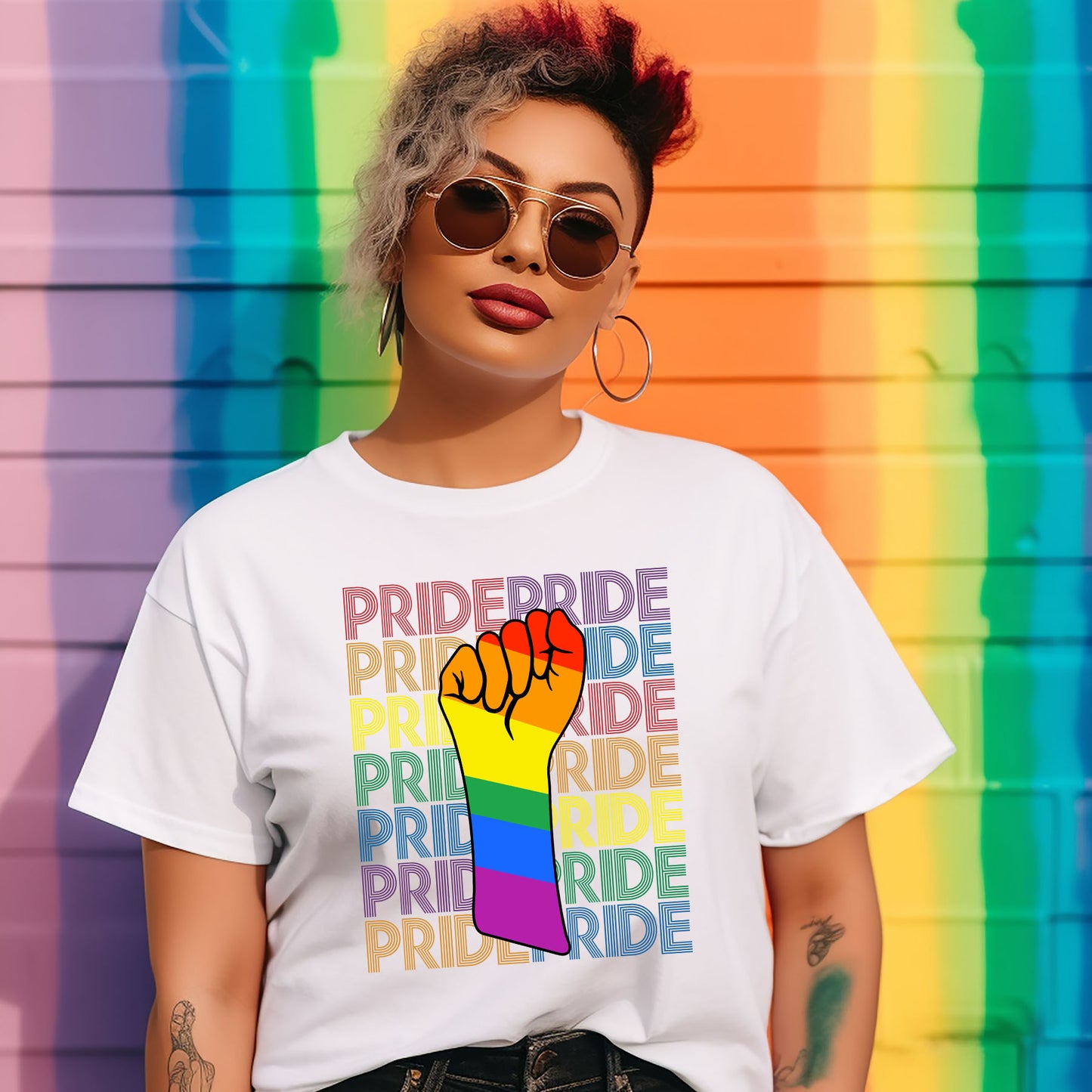 PRIDE RAINBOW FIST T-SHIRT 0010