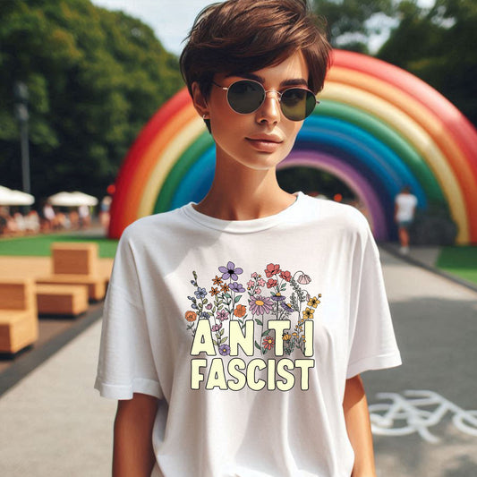 ANTI FASCIST FLORAL T-SHIRT 8002