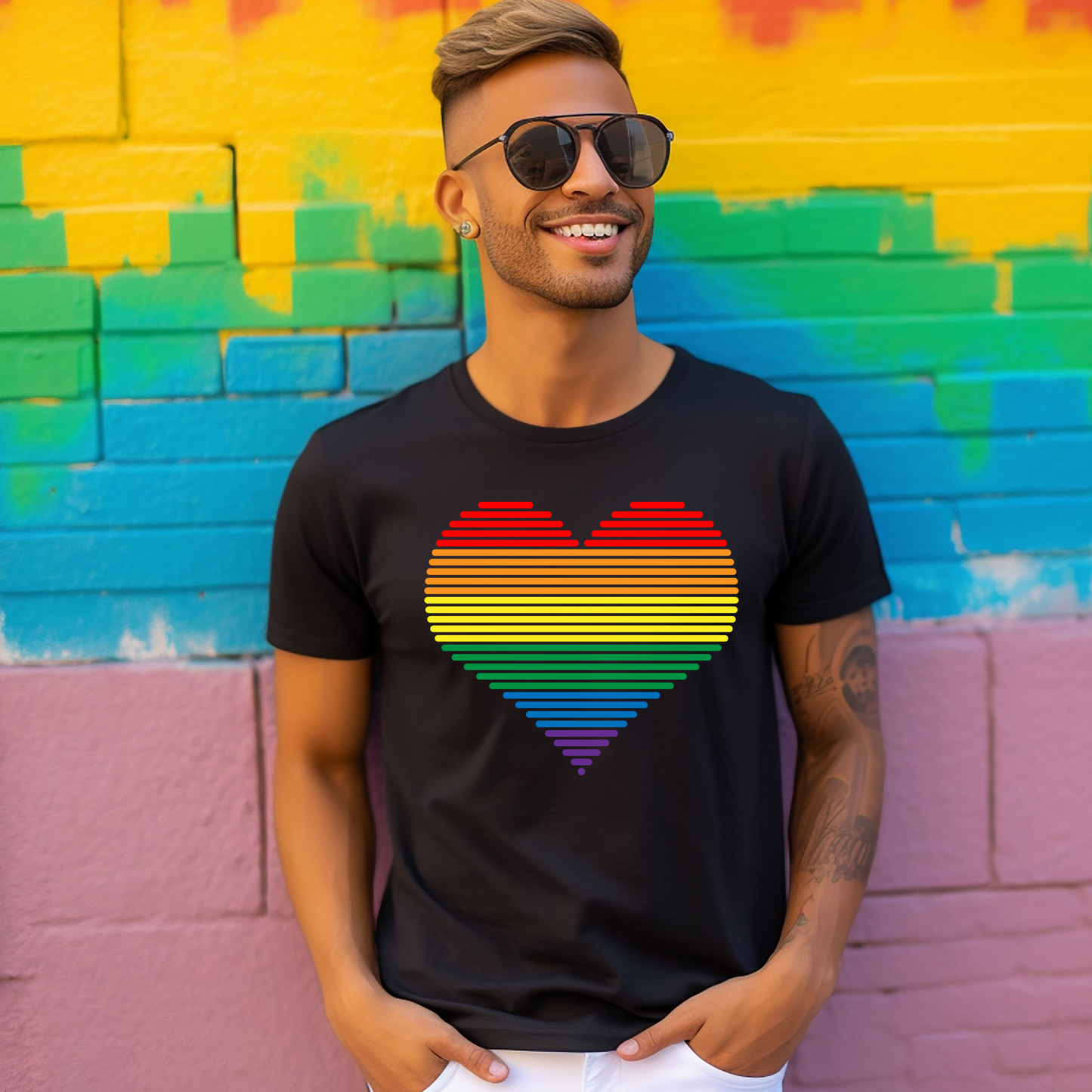 RAINBOW HEART RETRO T-SHIRT 0005