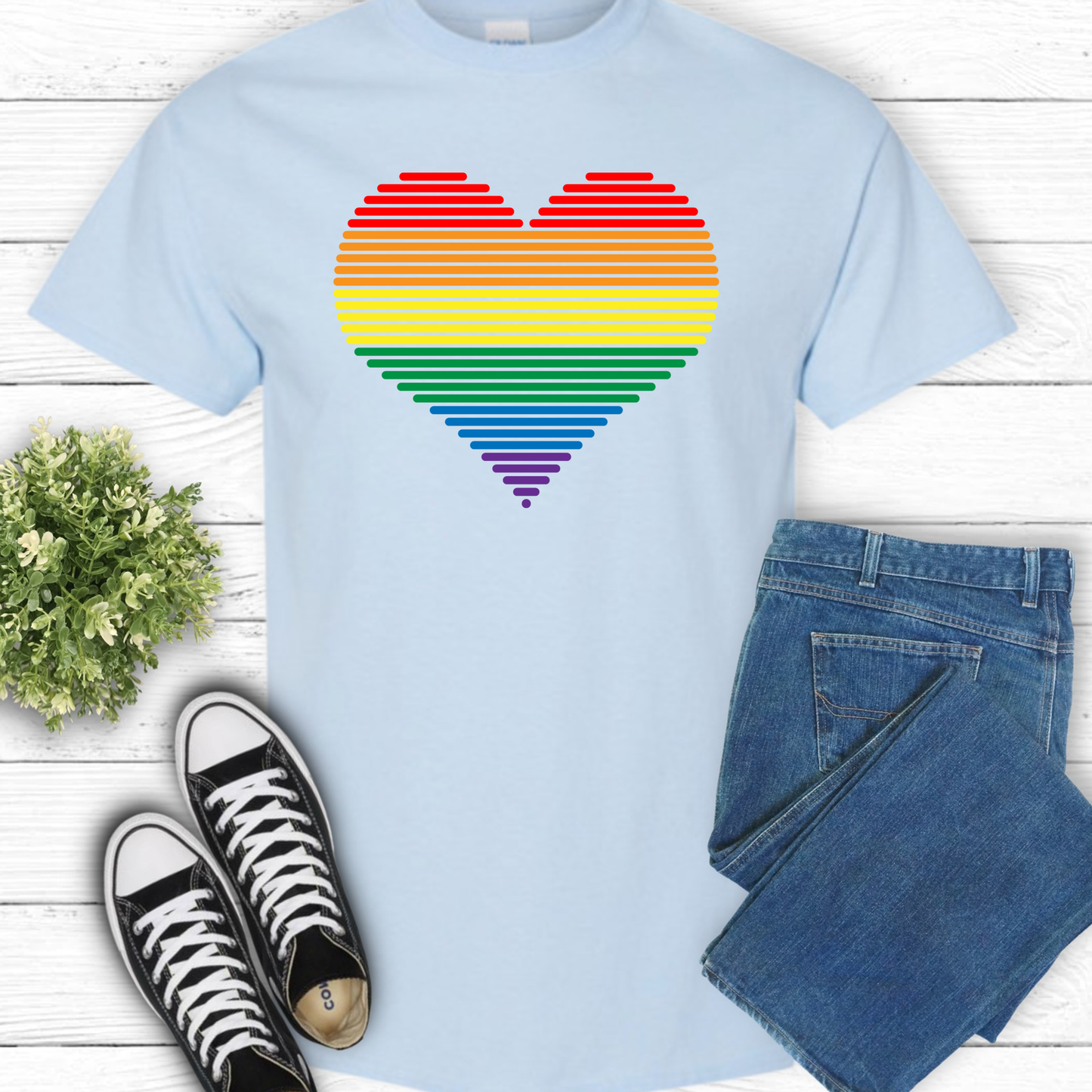 RAINBOW HEART RETRO T-SHIRT 0005