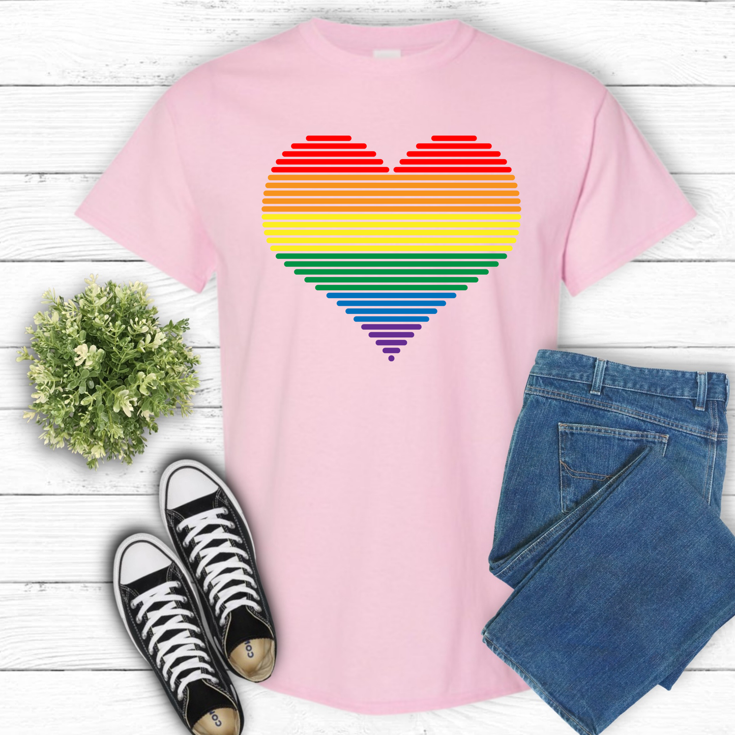 RAINBOW HEART RETRO T-SHIRT 0005