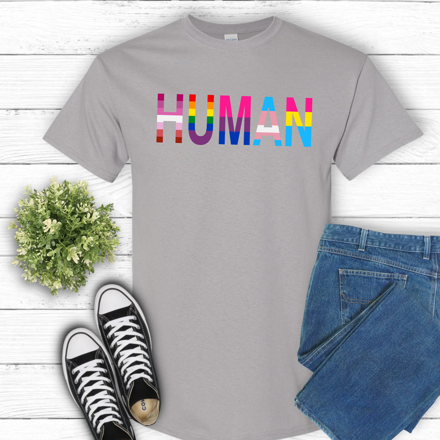 HUMAN LGBT FLAGS T-SHIRT 0009