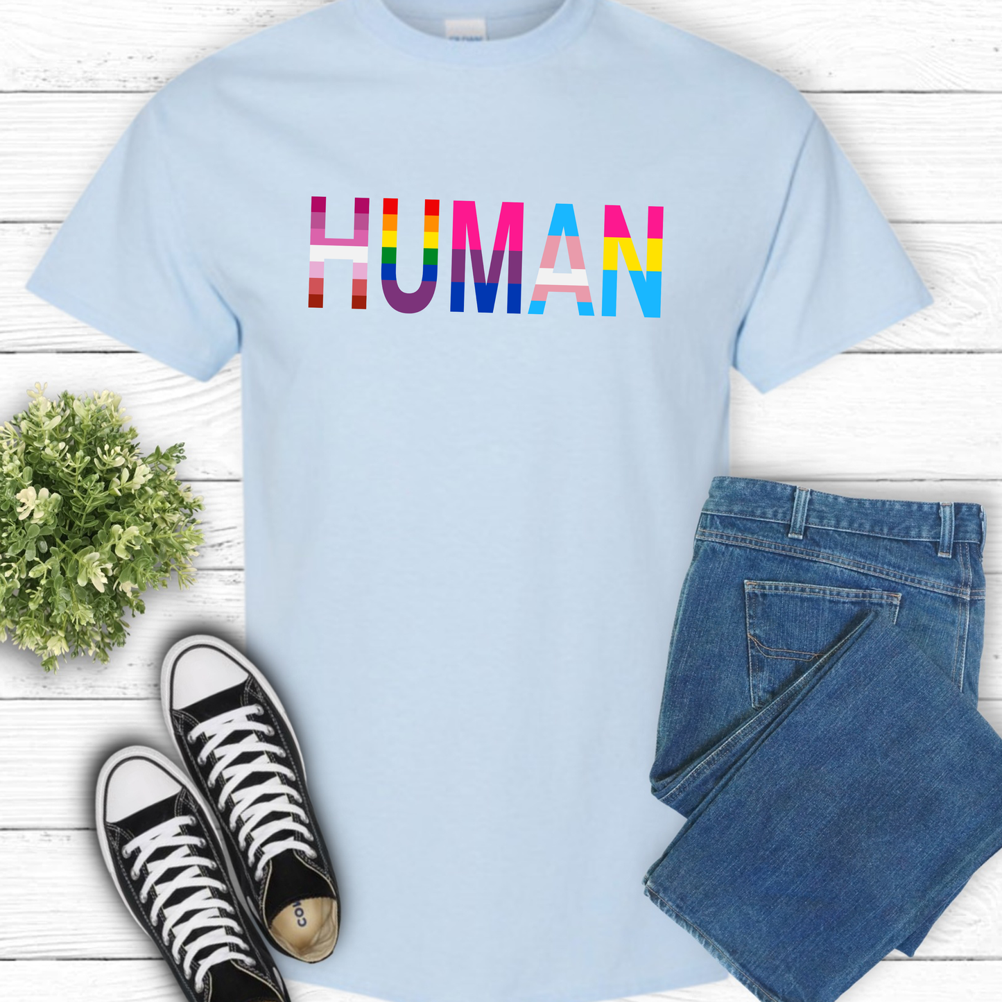 HUMAN LGBT FLAGS T-SHIRT 0009