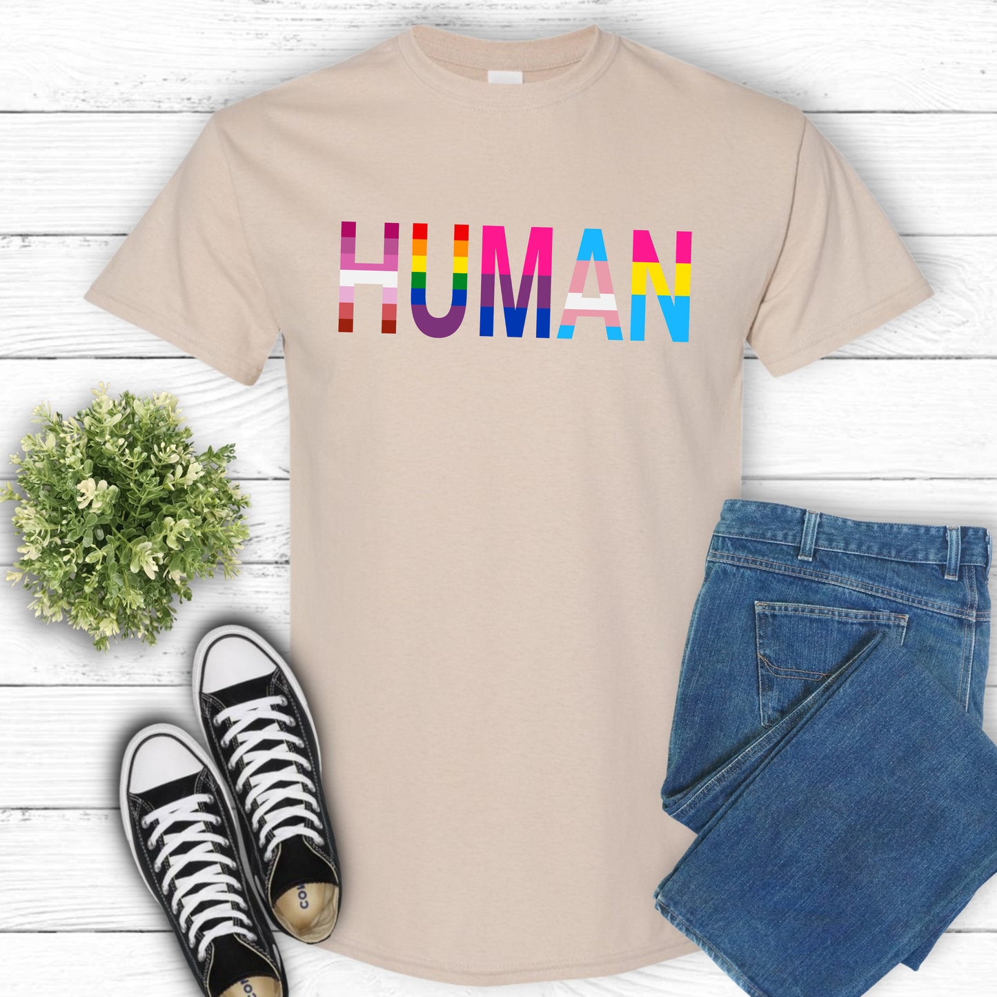 HUMAN LGBT FLAGS T-SHIRT 0009