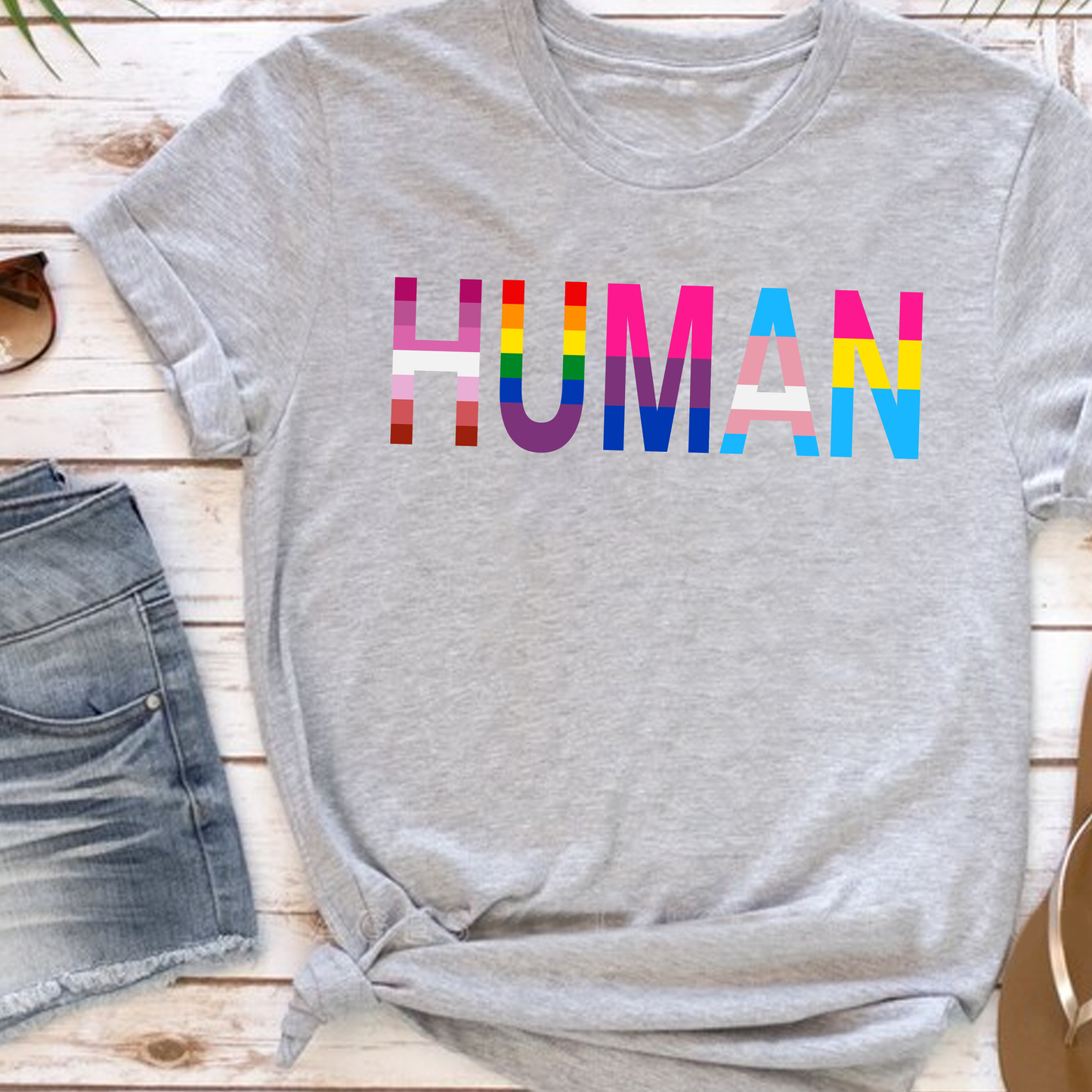 HUMAN LGBT FLAGS T-SHIRT 0009