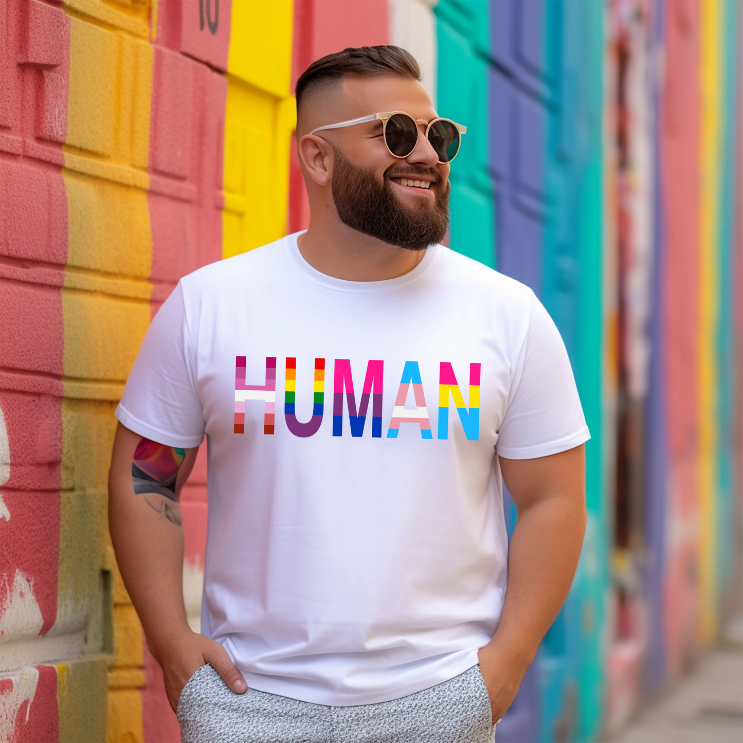 HUMAN LGBT FLAGS T-SHIRT 0009