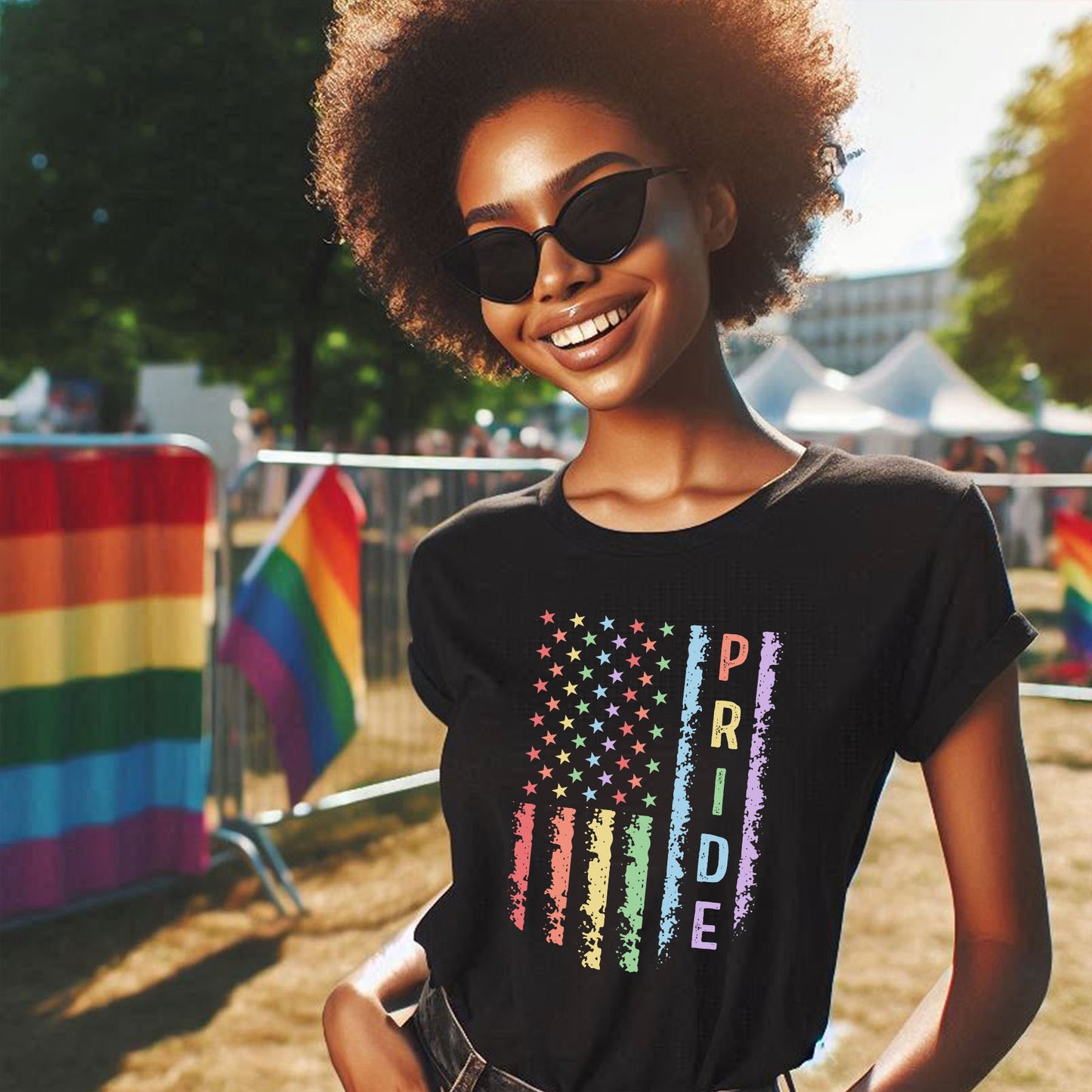 PRIDE PASTEL FLAG DISTRESSED T-SHIRT 0019