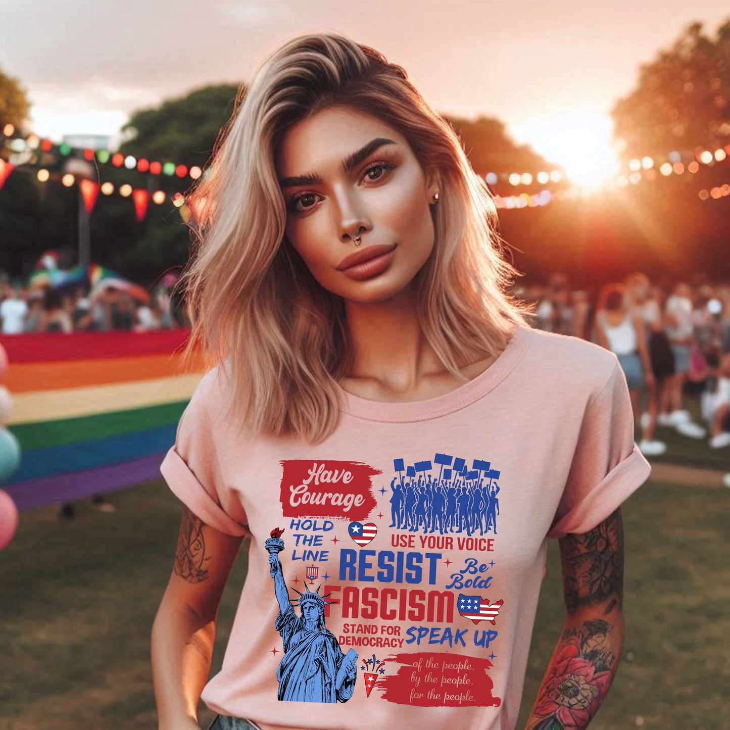 RESIST COLLAGE FOR LIBERTY T-SHIRT 3009