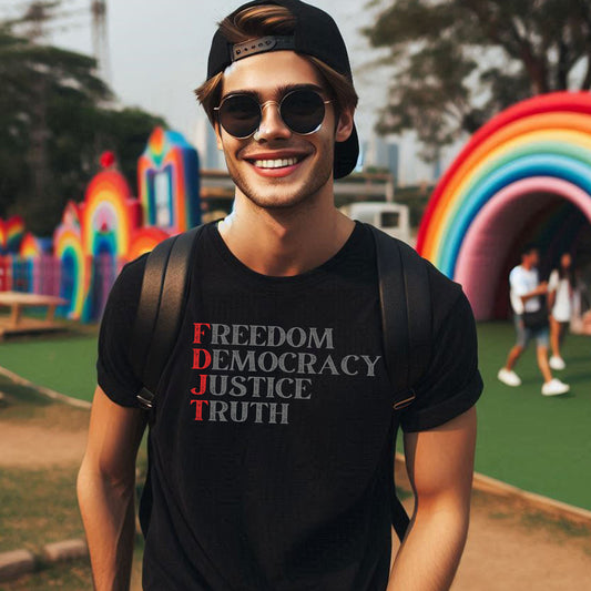 FREEDOM DOMOCRACY JUSTICE TRUTH T-SHIRT 3012