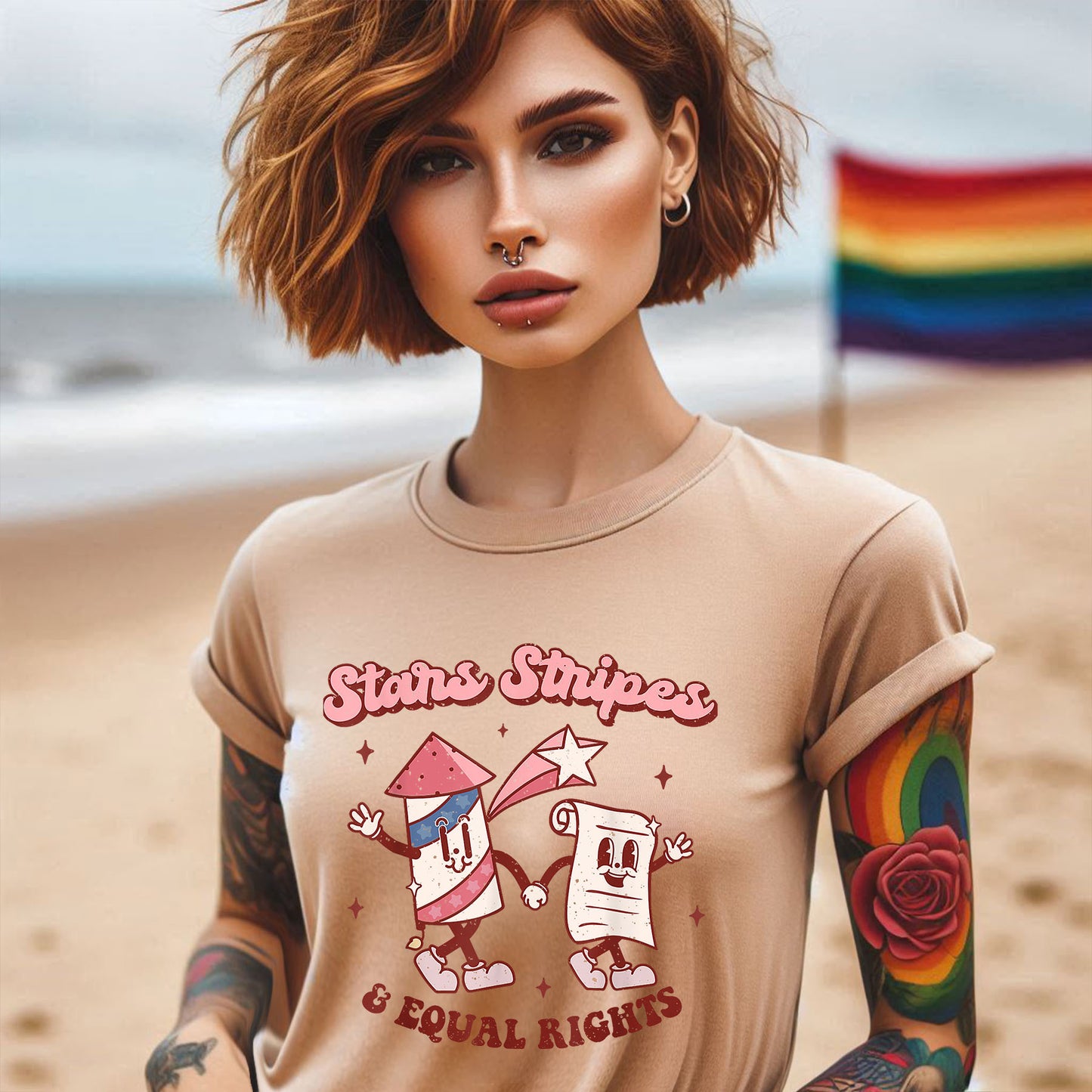 STARS AND STRIPES FIREWORKT-SHIRT 3015