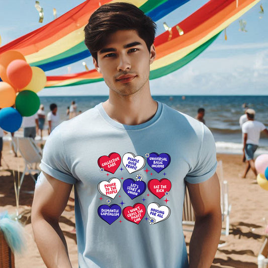 ANTI CAPITALIST CONVERSATION HEARTS T-SHIRT 3016