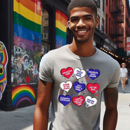 ANTI CAPITALIST CONVERSATION HEARTS T-SHIRT 3016