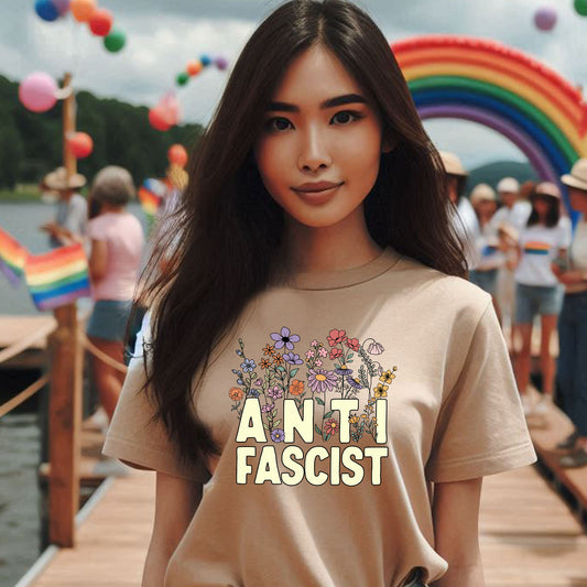 ANTI FASCIST FLORAL T-SHIRT 8002