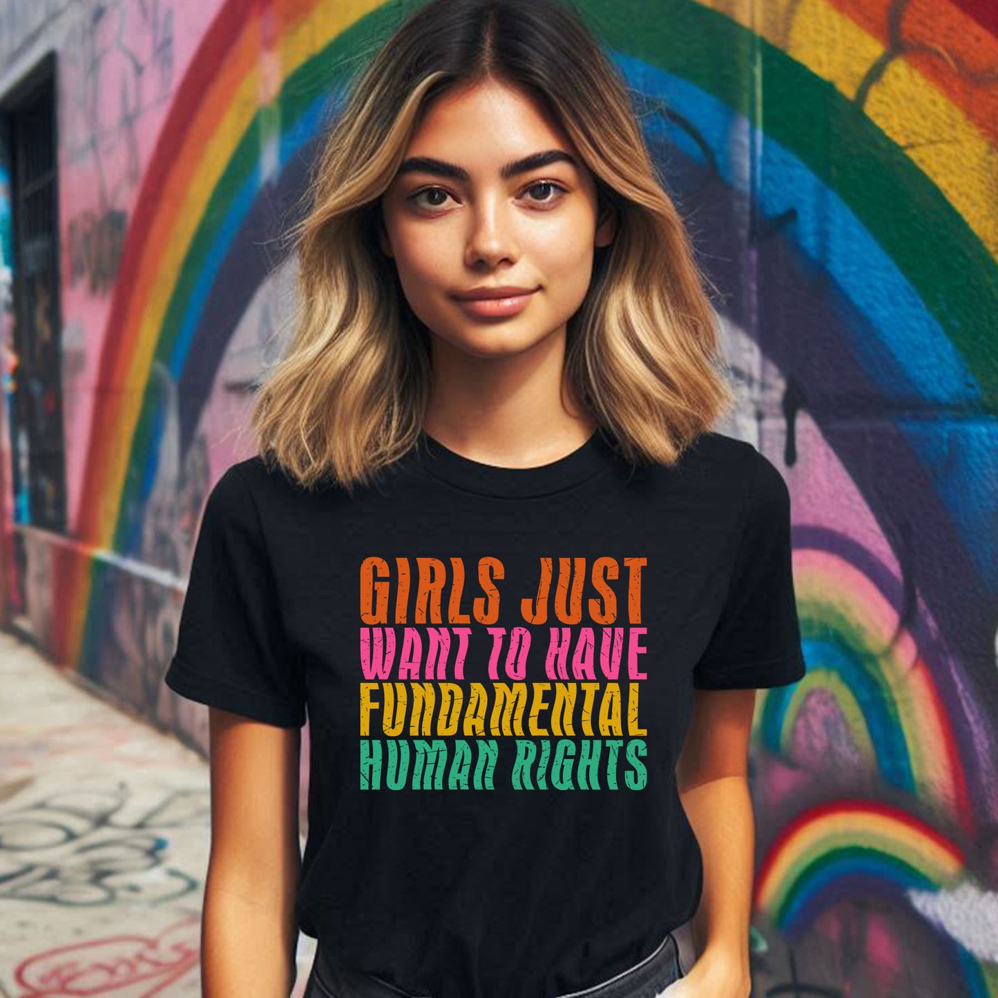 GIRLS JUST WANNA HAVE FUNDAMENTAL RIGHTS T-SHIRT 8010