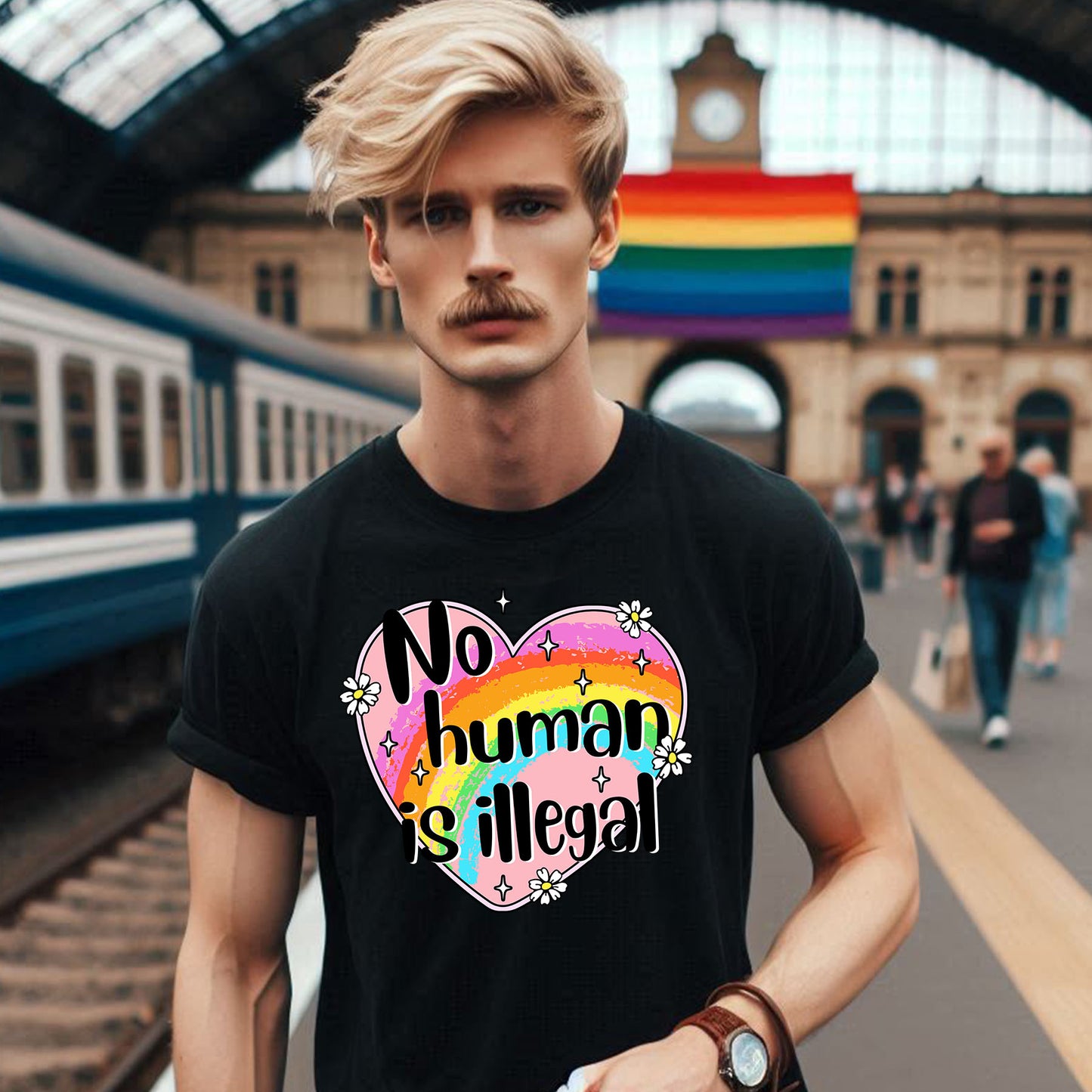 NO HUMAN IS ILLEGAL T-SHIRT 8014