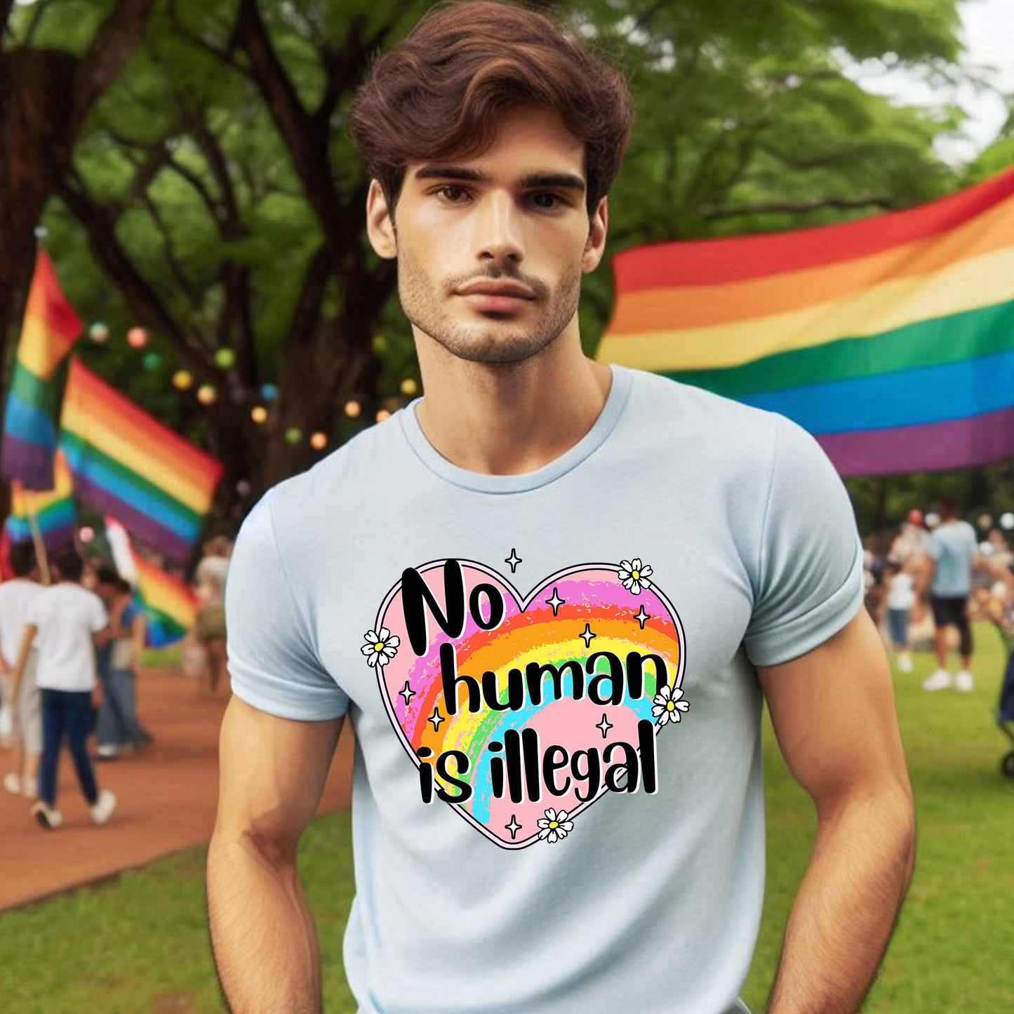 NO HUMAN IS ILLEGAL T-SHIRT 8014