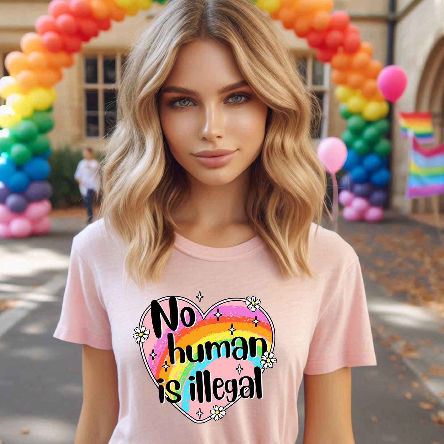 NO HUMAN IS ILLEGAL T-SHIRT 8014