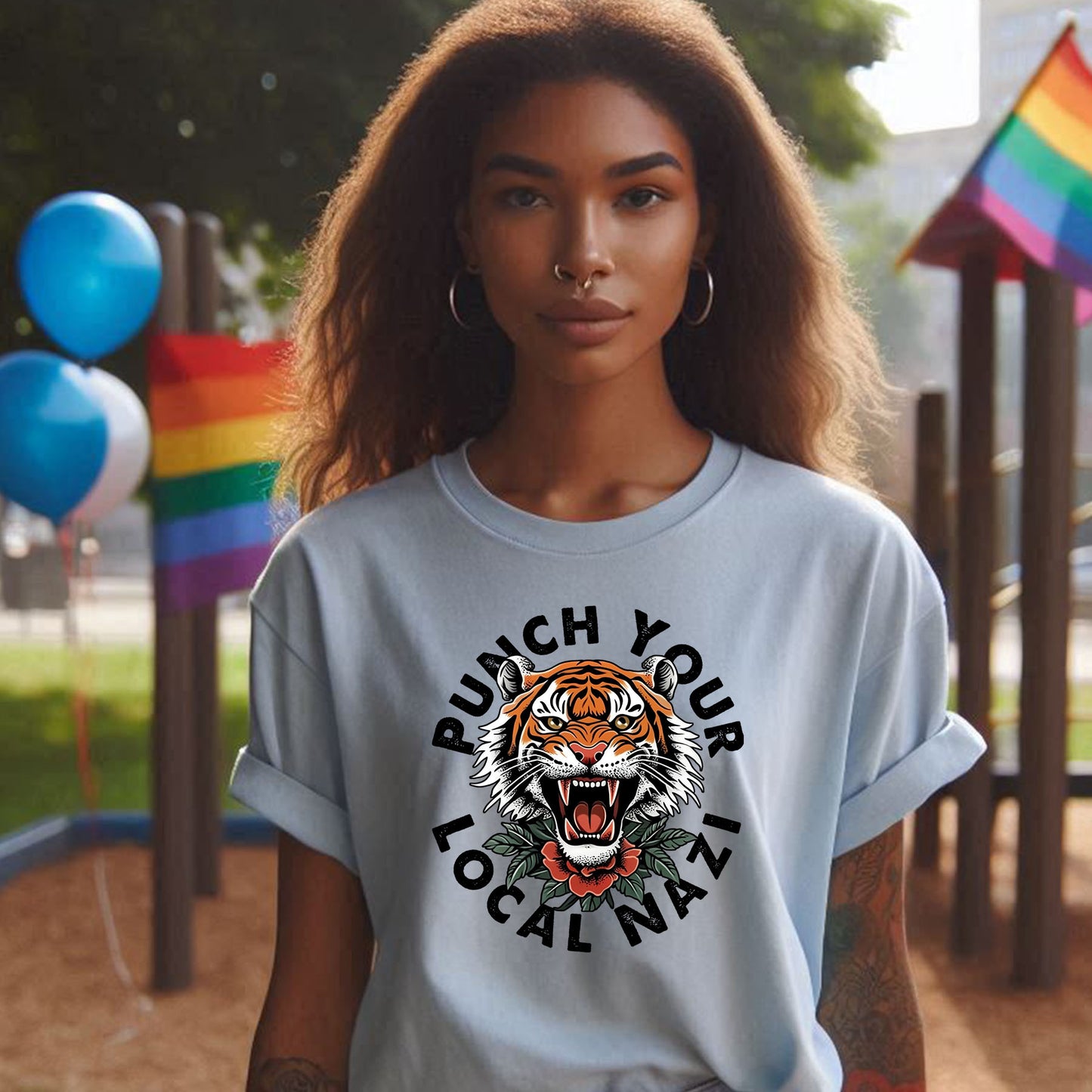 PUNCH YOUR LOCAL NAZI T-SHIRT 8016