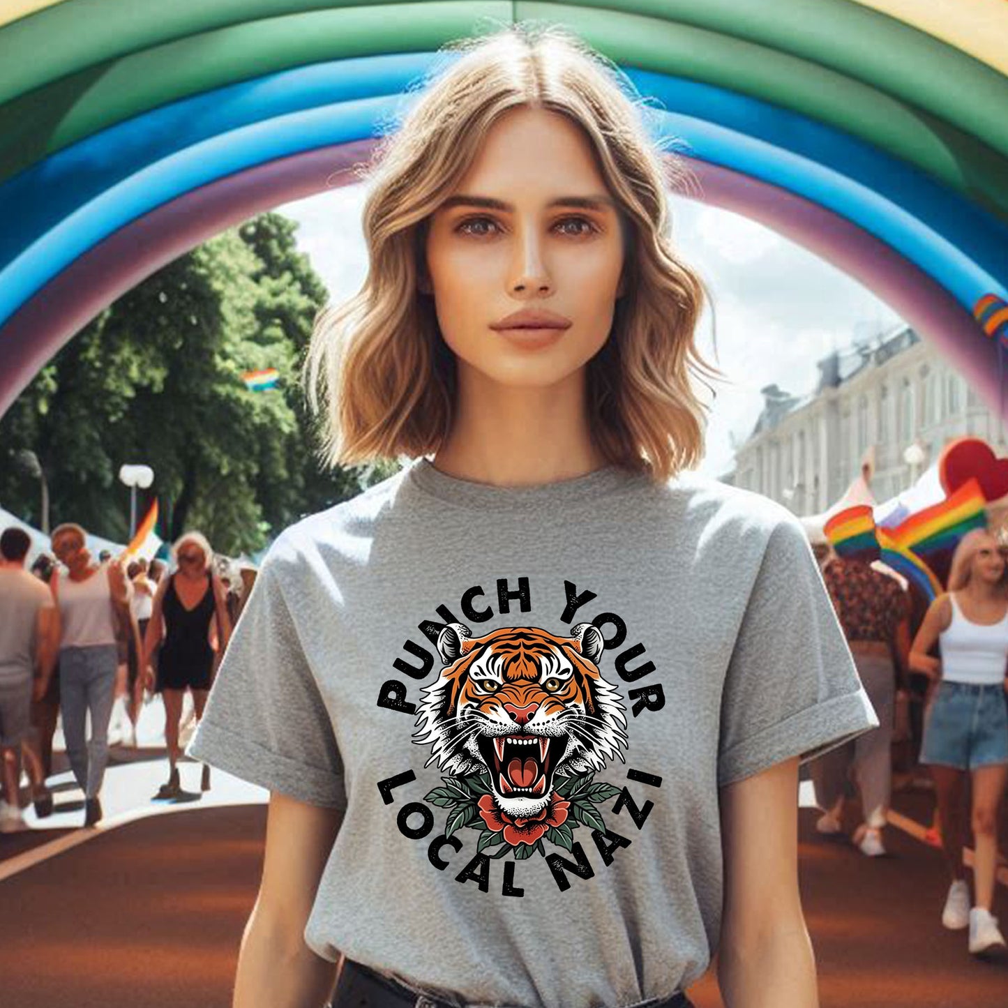 PUNCH YOUR LOCAL NAZI T-SHIRT 8016